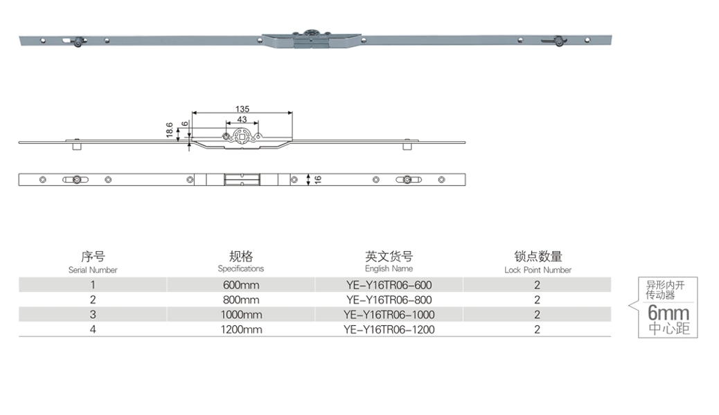 上海門窗五金異形內(nèi)開傳動(dòng)器